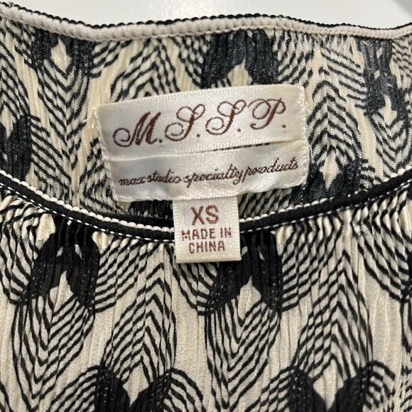 Max Studio Black Cream Peach Fit & Flare Midi Dress - Picture 2 of 8